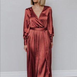 Jenna Satin Maxi Dress in Mauve